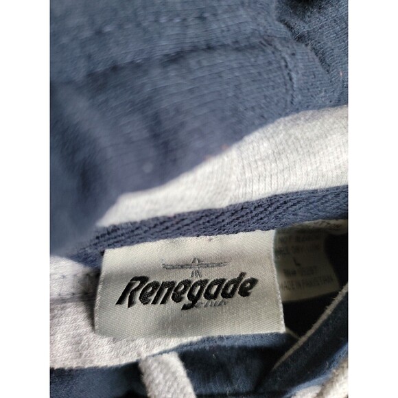 Renegade Mens L Hoodie Colorado Embroidered Trees Colorblock Blue Grey Pocket - Picture 2 of 16